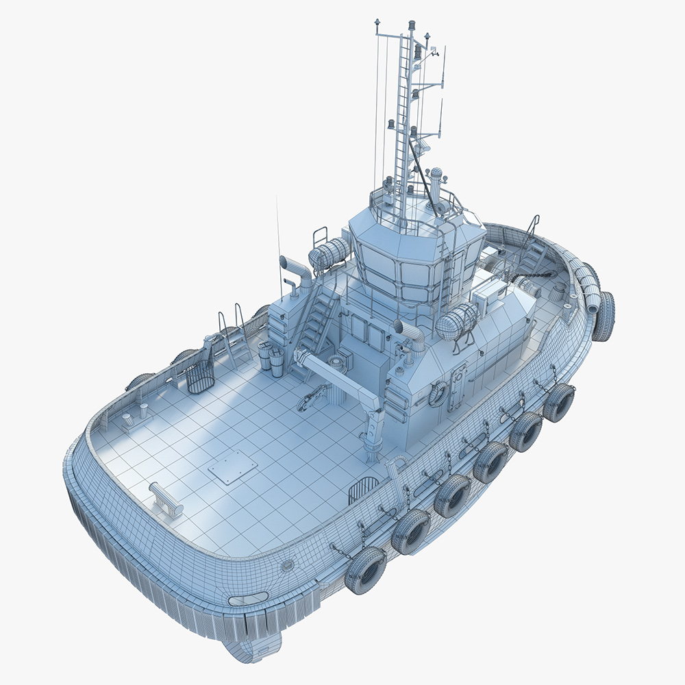 Presentation 3D model of the tugboat. Freelance 3D Artist and Designer “Monaco Felice”.